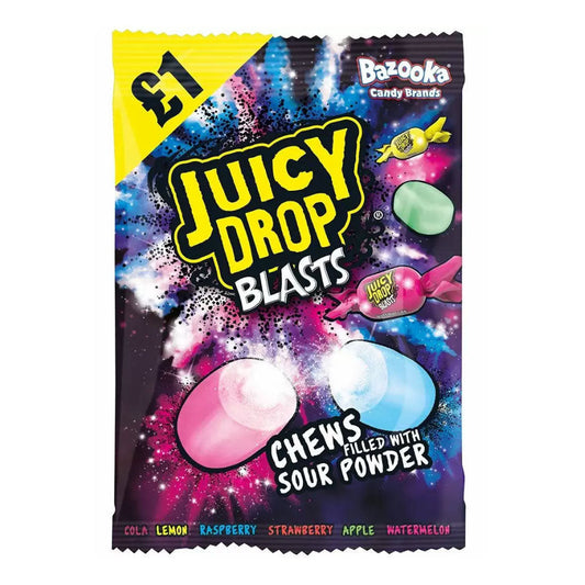 Bazooka Juicy Drop Blasts PMP £1 (12 x 120g) - AmerikaanseGroothandel.nl