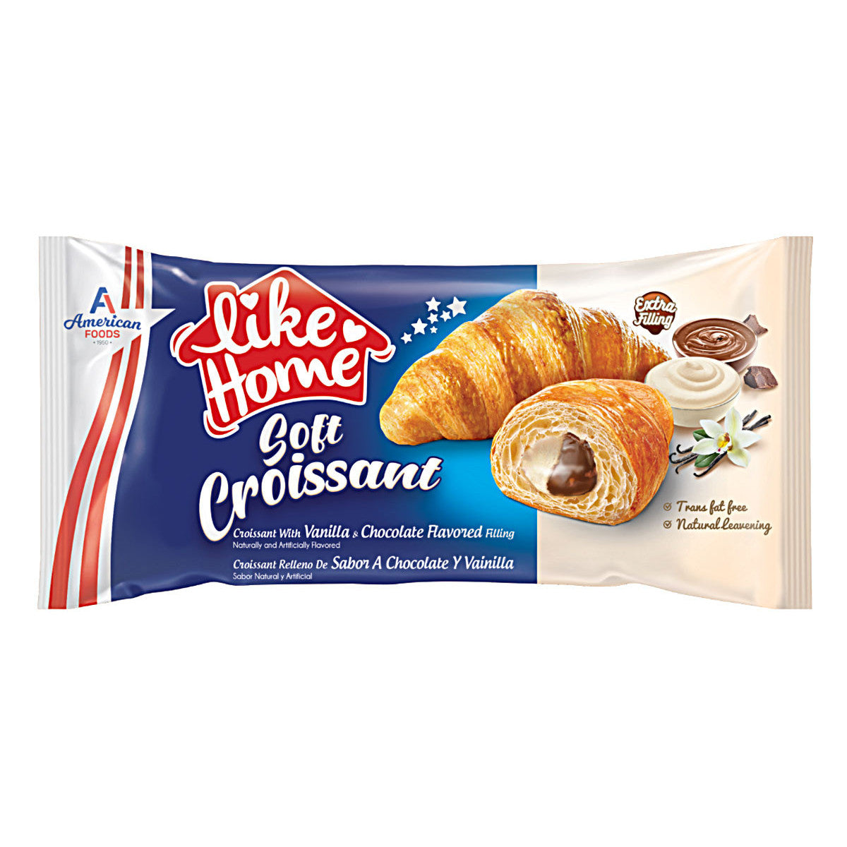 Like Home Soft Croissant Vanilla & Chocolate (20 x 55g) - AmerikaanseGroothandel.nl