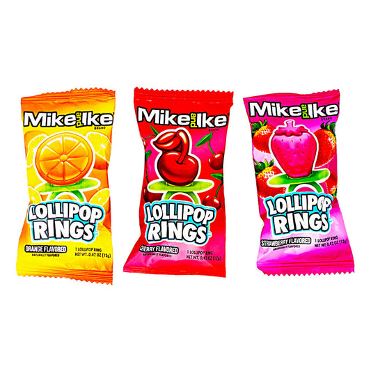 Mike and Ike Lollipop Rings (Doos van 24) - AmerikaanseGroothandel.nl