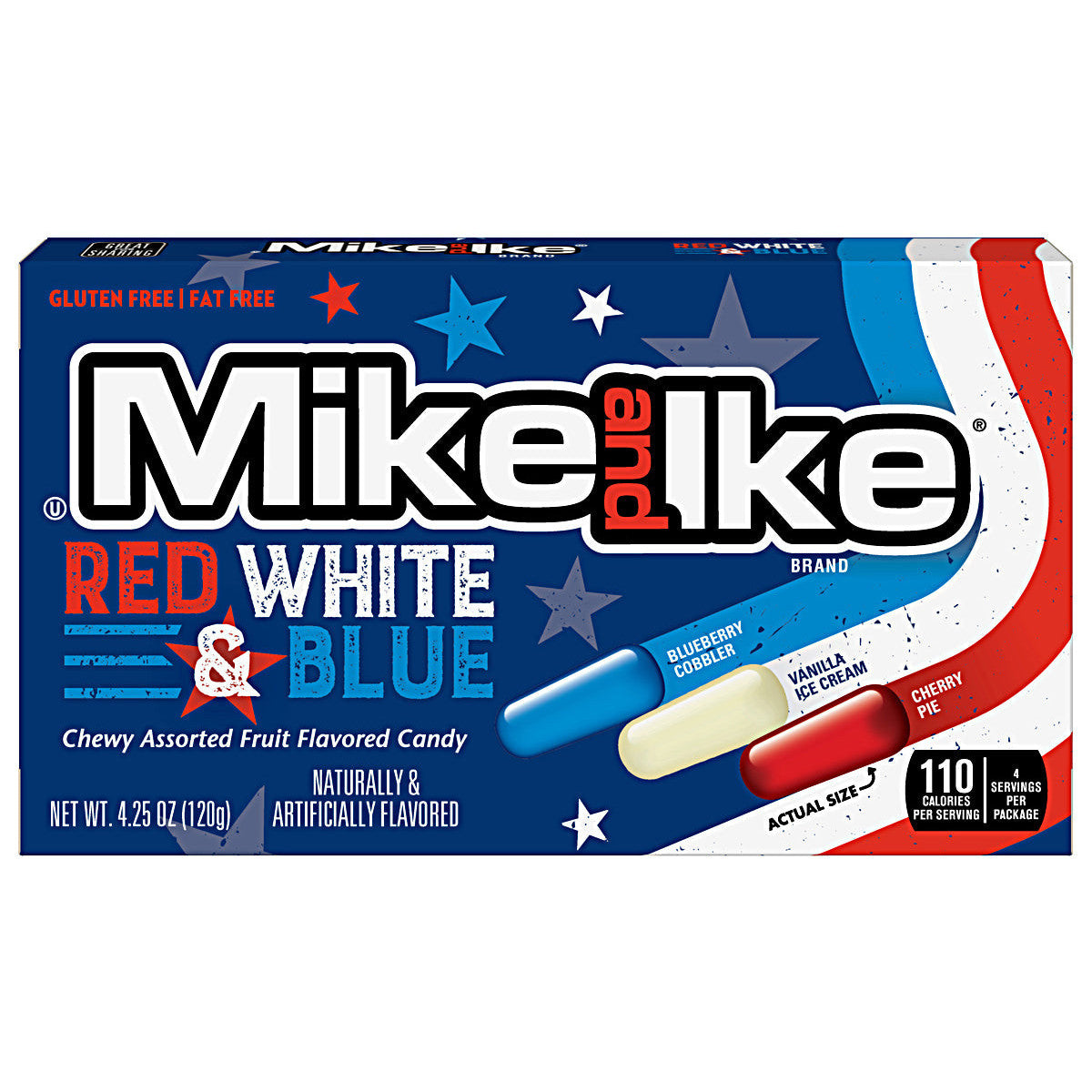 Mike and Ike Red, White & Blue (12 x 120g) - AmerikaanseGroothandel.nl