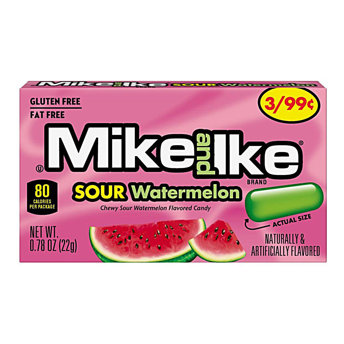 Mike and Ike Sour Watermelon (24 x 22g) - AmerikaanseGroothandel.nl