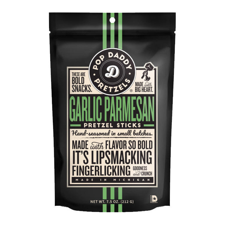 Pop Daddy Pretzels Garlic Parmesan (12 x 212g) - AmerikaanseGroothandel.nl