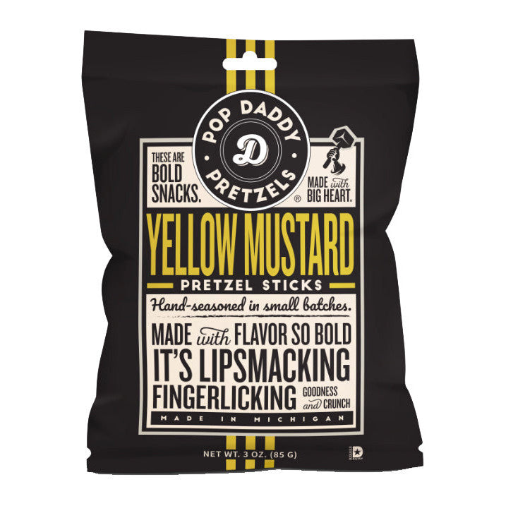 Pop Daddy Pretzels Yellow Mustard (15 x 85g) - AmerikaanseGroothandel.nl