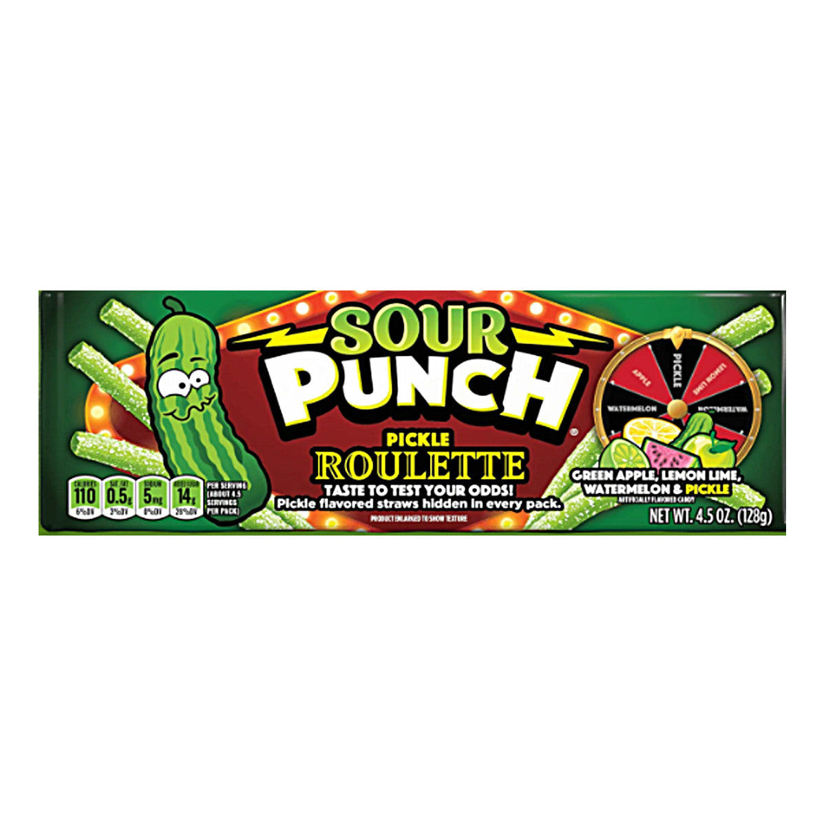 Sour Punch Straws Pickle Roulette (12 x 128g) - AmerikaanseGroothandel.nl