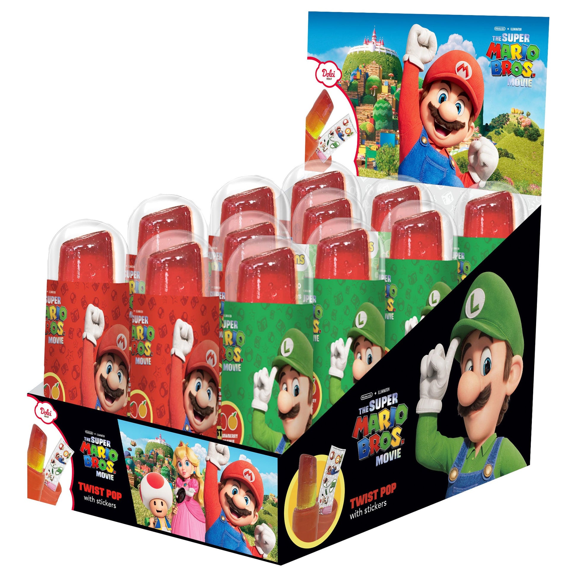 Super Mario Bros Twist Pop (12 x 15g) - AmerikaanseGroothandel.nl